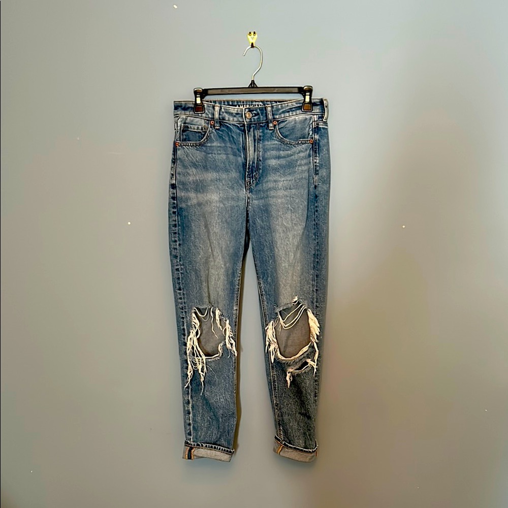 Distressed Blue Jeans